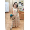 VESTIDO BEIG FLOR ROSA