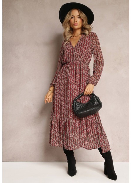 VESTIDO  ESTAMPADO BURDEOS