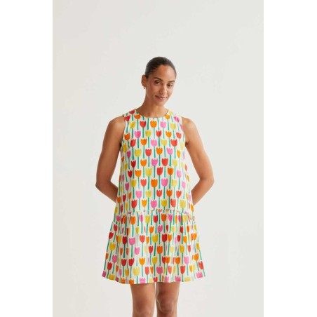 VESTIDO CORTO ESTAMPADO TULIPANES