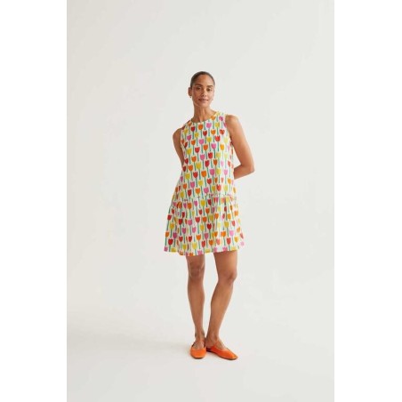 VESTIDO CORTO ESTAMPADO TULIPANES