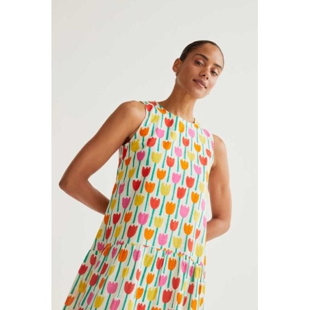 VESTIDO CORTO ESTAMPADO TULIPANES
