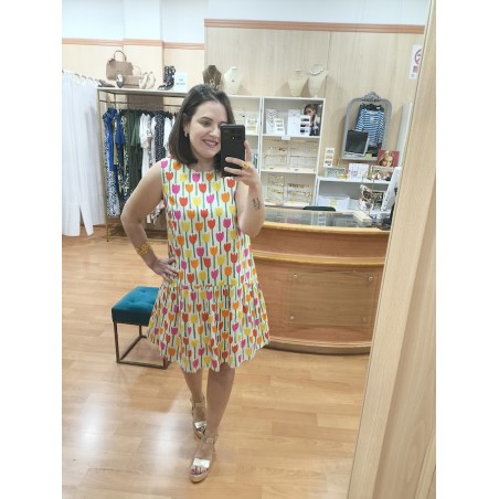 VESTIDO CORTO ESTAMPADO TULIPANES