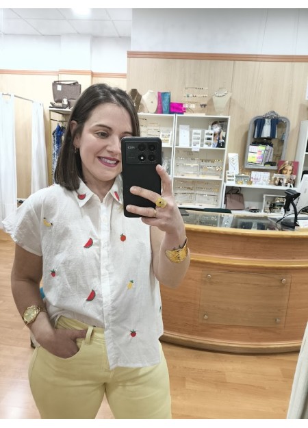 CAMISA BORDADA FRUTAS
