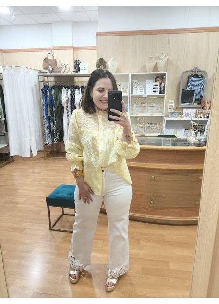 CAMISA RAYAS AMARILLAS Y BLANCAS