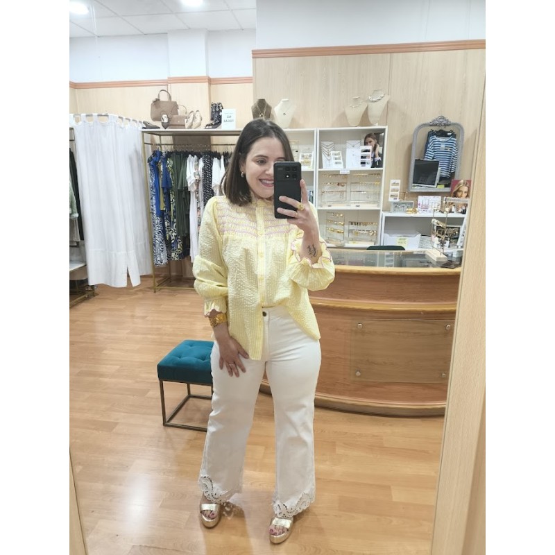 CAMISA RAYAS AMARILLAS Y BLANCAS