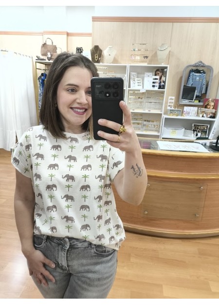 CAMISETA ESTAMPADA ELEFANTES