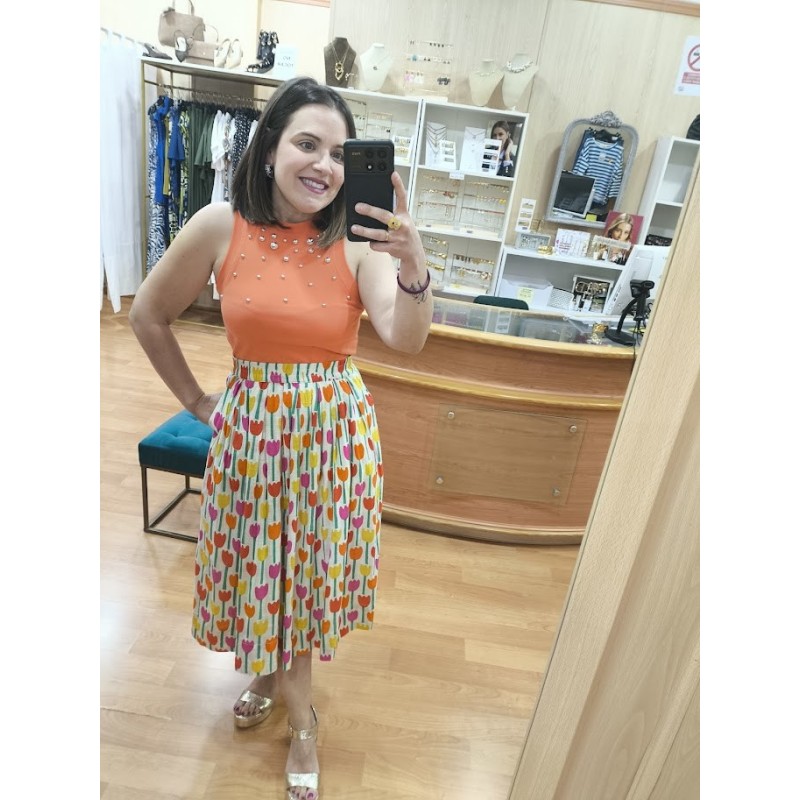 FALDA MIDI TULIPANES