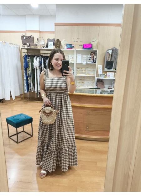 VESTIDO VICHY CAMEL