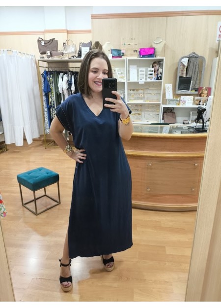 VESTIDO TACHAS MARINO
