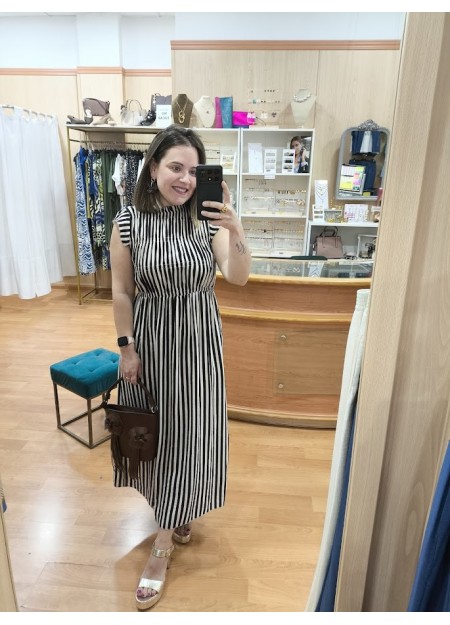 VESTIDO RAYAS MARRÓN Y BLANCO