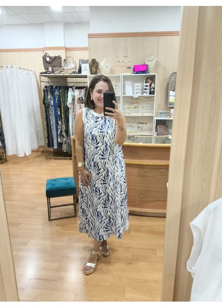 VESTIDO HOJAS AZULES