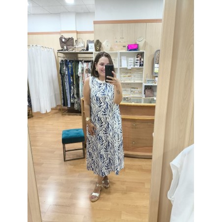 VESTIDO HOJAS AZULES