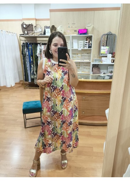 VESTIDO FLORES NARANJAS