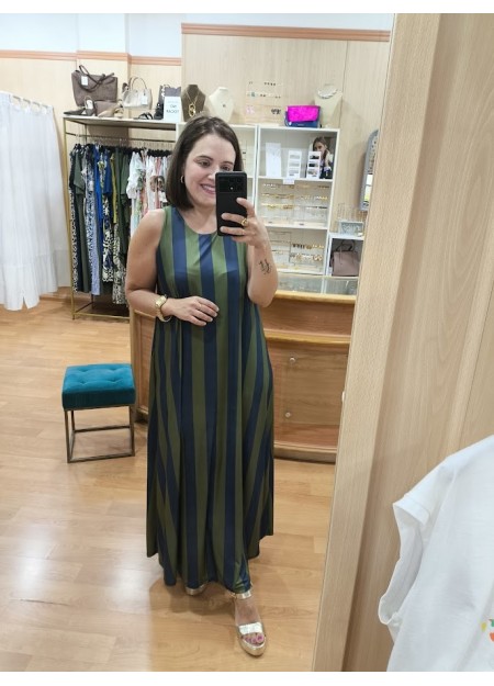 VESTIDO RAYAS AZUL Y VERDE