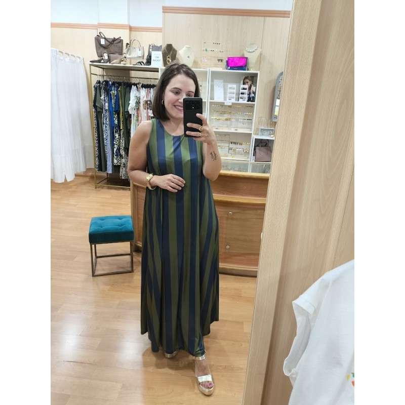VESTIDO RAYAS AZUL Y VERDE
