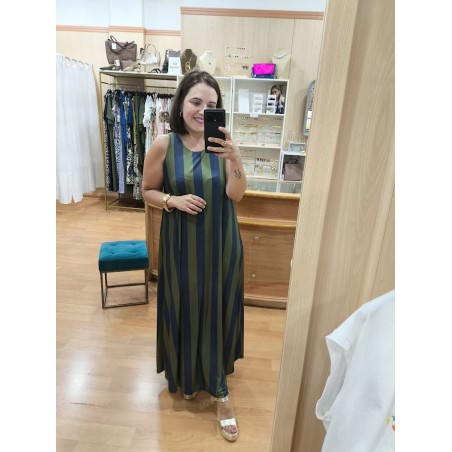 VESTIDO RAYAS AZUL Y VERDE