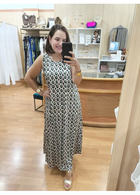 VESTIDO GEOMÉTRICO VERDE