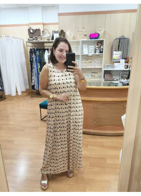 VESTIDO GEOMETRICO BEIG