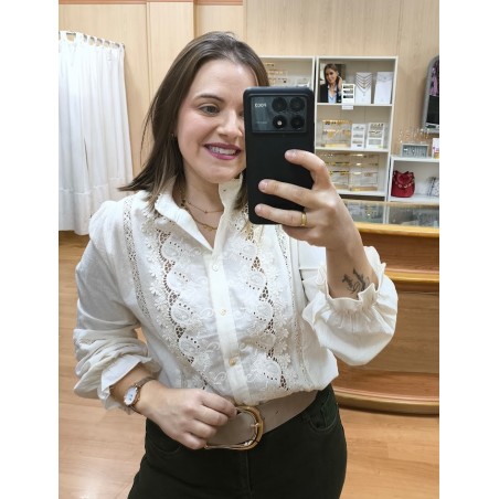 CAMISA BEIG BORDADA