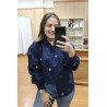 CAMISA AZUL BORDADA FLORES