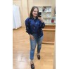 CAMISA AZUL BORDADA FLORES